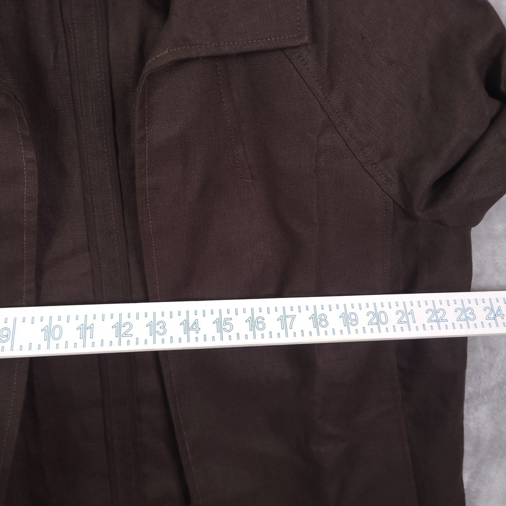 Talbots Pure Irish Linen Open Jacket Plus Size 1X Preppy Pockets Brown Pockets - Picture 7 of 12
